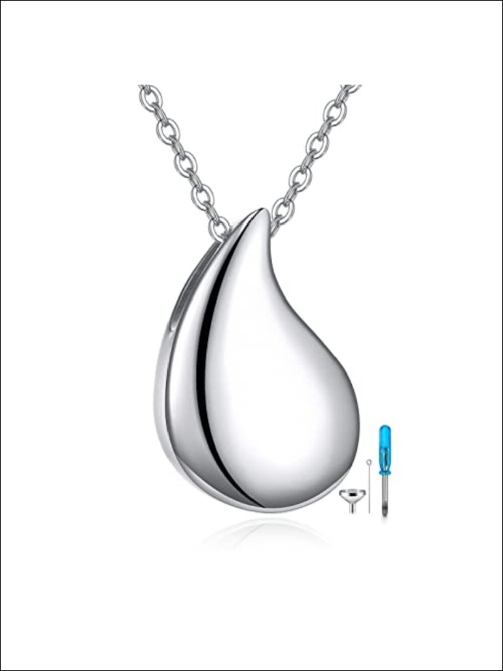 925 Sterling Silver Teardrop Urn Necklace for Ashes Memorial Keepsake Pendant
